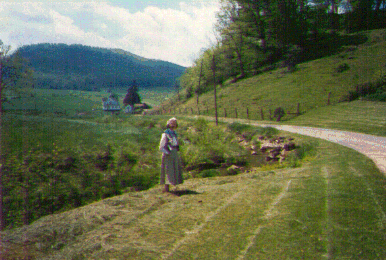 Doris Francis Brownlee beside Francis Mill Creek in Virginia